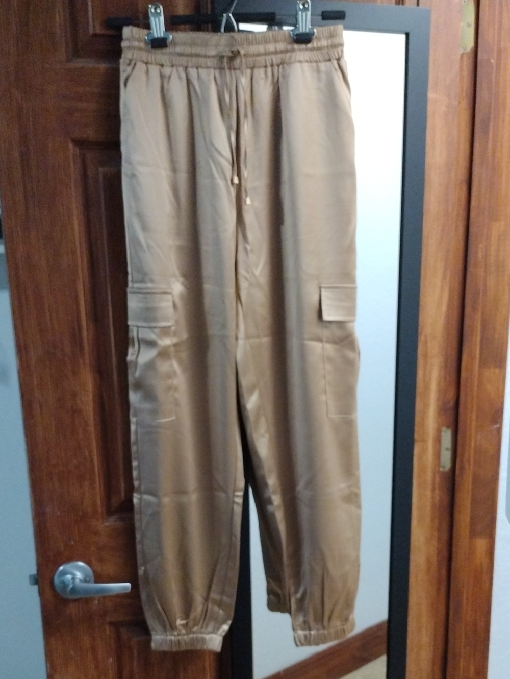 Men's Drawstring Cargo Jogger Pants - Tan